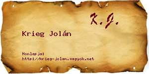 Krieg Jolán névjegykártya